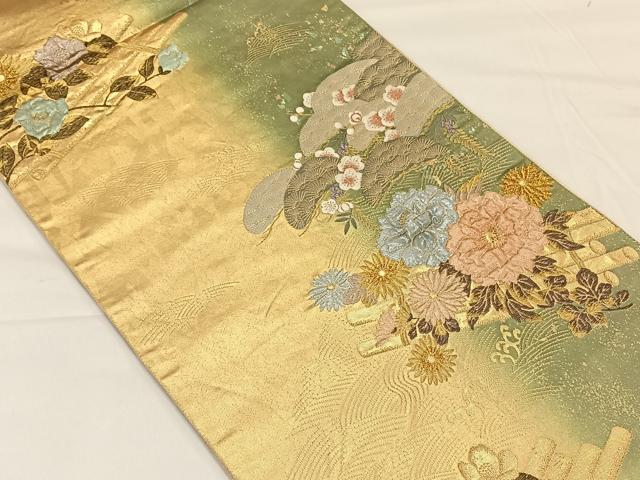 平和屋着物◎六通柄袋帯　松梅花筏　陶漆箔　正絹　逸品　CAAY1160qv