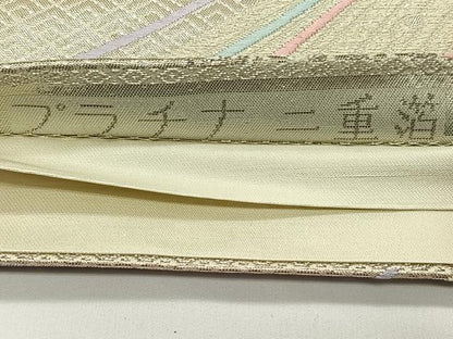 平和屋着物◎六通柄袋帯　唐織　流水花文　プラチナ二重箔　正絹　逸品　CAAY1161qv