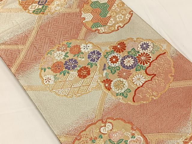 平和屋着物◎佐賀錦 六通柄袋帯 雪輪吉祥花文 金銀糸 正絹 逸品 CAAY1179qv