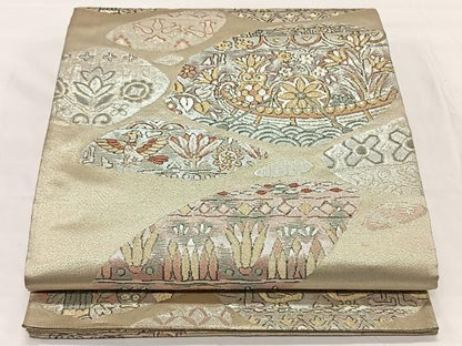 平和屋着物◎明綴　六通柄袋帯　遊石文様　金銀糸　正絹　逸品　CAAY1188qv
