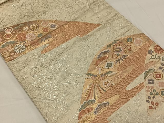 平和屋着物◎六通柄袋帯 唐織 慶長小袖 東山文様 金銀糸 正絹 逸品 CAAY1189qv