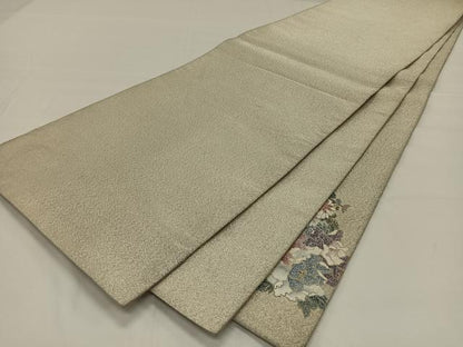 平和屋着物◎太鼓柄袋帯　作家物　綴れ　吉祥花文　金銀彩　正絹　逸品　CAAY1190qv