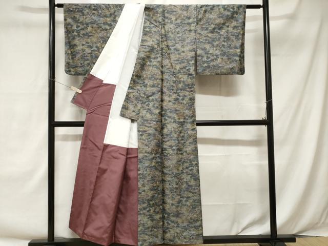平和屋着物■上質な紬　雲重ね文様　正絹　逸品　CAAY1302ev