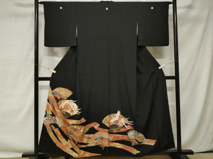 平和屋着物■豪華駒刺繍　鳳凰扇面花文　金彩　正絹　逸品　CAAY1585ev