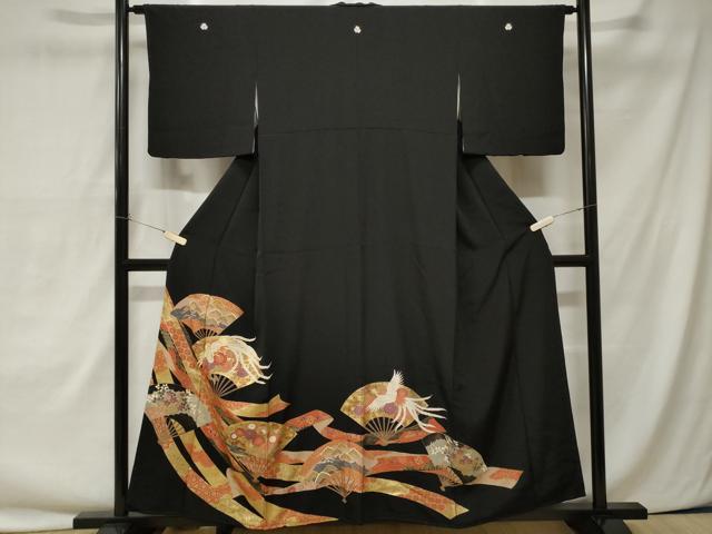 平和屋着物■豪華駒刺繍　鳳凰扇面花文　金彩　正絹　逸品　CAAY1585ev