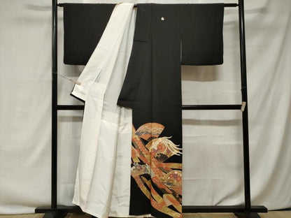 平和屋着物■豪華駒刺繍　鳳凰扇面花文　金彩　正絹　逸品　CAAY1585ev