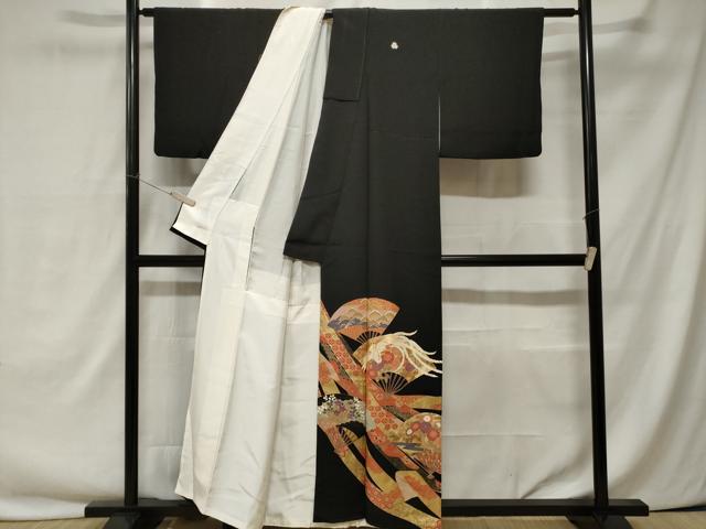 平和屋着物■豪華駒刺繍　鳳凰扇面花文　金彩　正絹　逸品　CAAY1585ev