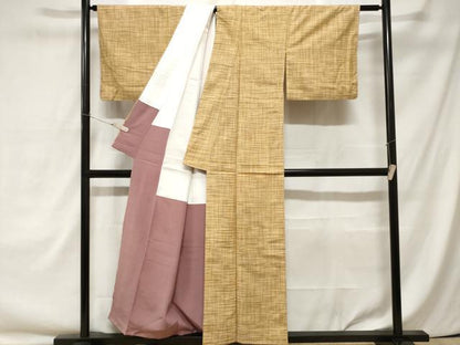平和屋着物■上質な紬　格子柄　正絹　逸品　CAAY1700ev