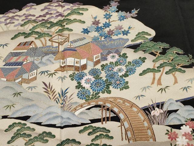 平和屋着物■豪華黒留袖　御所解文　金彩　正絹　逸品　CAAY1868ev