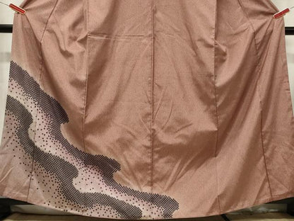 平和屋着物■訪問着 道長鹿の子文 暈し染め 紬地 正絹 逸品 CAAY2105in