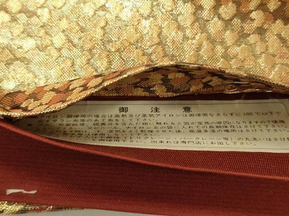 平和屋着物◎六通柄袋帯　向かい鳥花唐草文　金銀糸　正絹　逸品　CAAY2155in