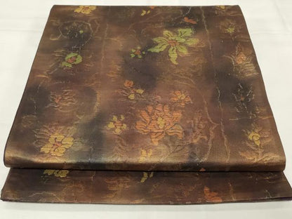 平和屋着物◎六通柄袋帯　枝花文　正絹　逸品　CAAY2164in