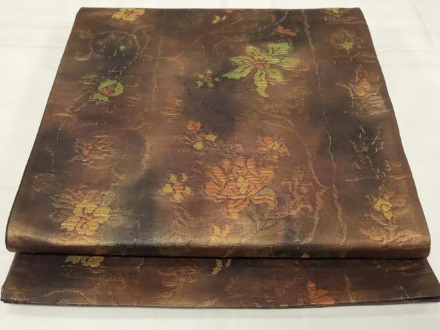 平和屋着物◎六通柄袋帯　枝花文　正絹　逸品　CAAY2164in