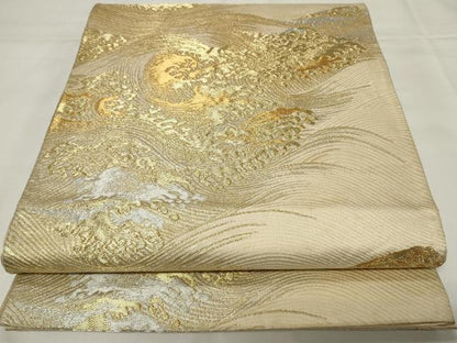 平和屋着物◎六通柄袋帯　立波文　金銀糸　正絹　逸品　CAAY2165in
