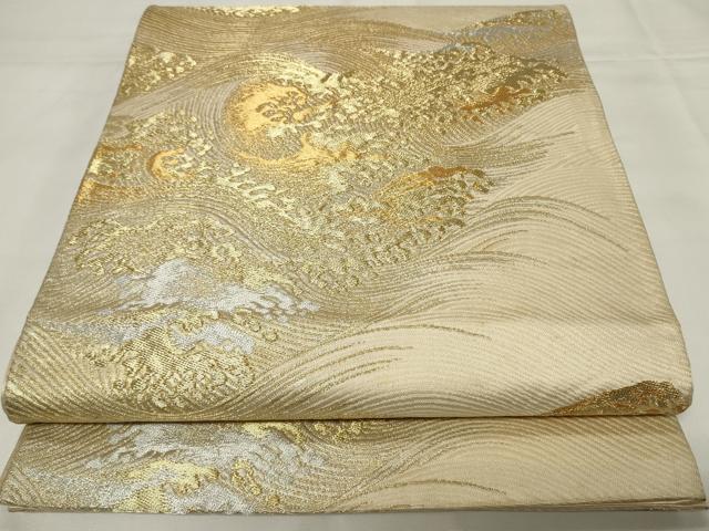 平和屋着物◎六通柄袋帯　立波文　金銀糸　正絹　逸品　CAAY2165in