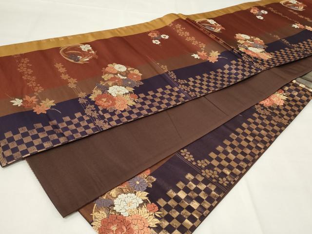 平和屋着物◎六通柄袋帯　唐織　草花丸文　金糸　正絹　逸品　CAAY2167in