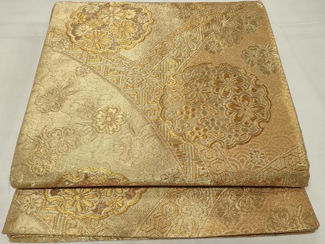 平和屋着物◎六通柄袋帯　雪輪花唐草文　金糸　正絹　逸品　CAAY2173in