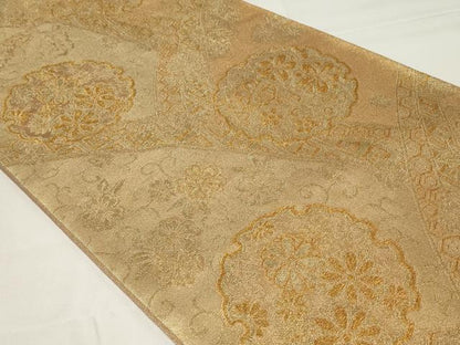 平和屋着物◎六通柄袋帯　雪輪花唐草文　金糸　正絹　逸品　CAAY2173in