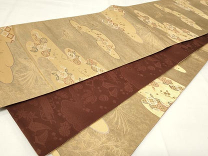 平和屋着物◎両面　六通柄袋帯　鳳凰吉祥文　本漆青銅箔　正絹　逸品　CAAY2177in