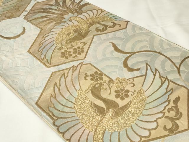平和屋着物◎六通柄袋帯　花喰い鳥　金糸　正絹　逸品　CAAY2216in