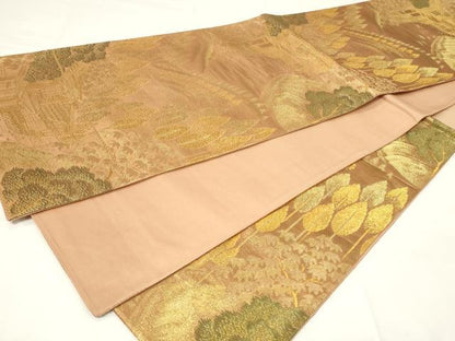 平和屋着物◎六通柄袋帯 風景文 金糸 正絹 逸品 CAAY2249in