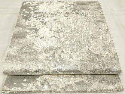 平和屋着物◎六通柄袋帯　唐織　花籠文　銀糸　正絹　逸品　CAAY2256in