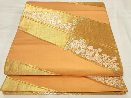 平和屋着物◎六通柄袋帯　唐織　草花文　竹　金糸　正絹　逸品　CAAY2266in
