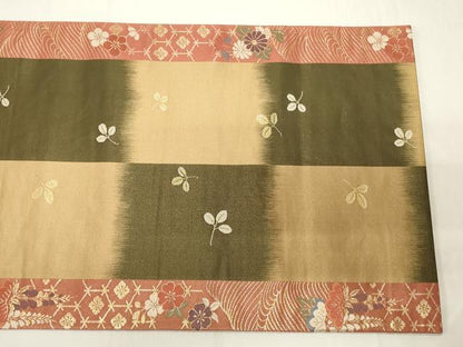 平和屋着物◎六通柄袋帯　唐織　立波草花文　金糸　正絹　逸品　CAAY2336in