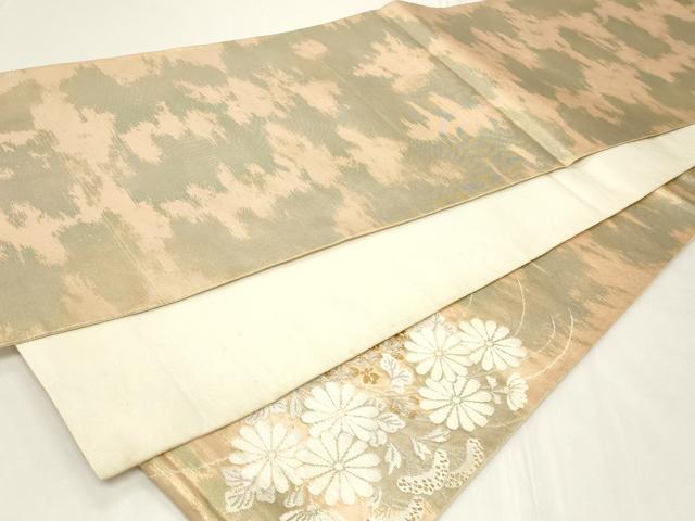 平和屋着物◎太鼓柄袋帯　草花文　金糸　引箔　正絹　逸品　CAAY2352in