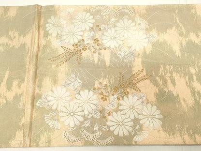 平和屋着物◎太鼓柄袋帯　草花文　金糸　引箔　正絹　逸品　CAAY2352in