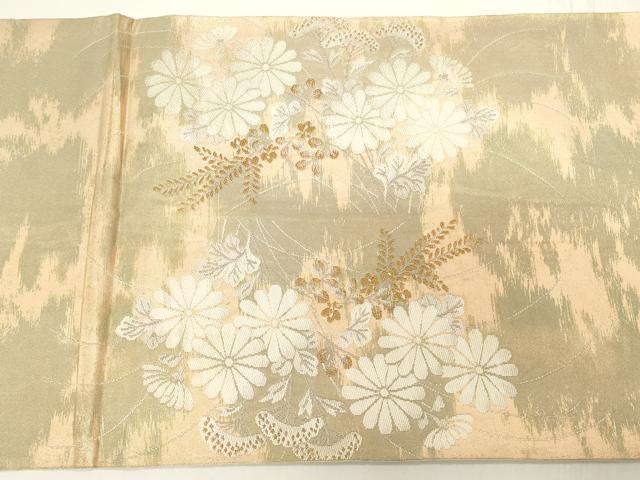 平和屋着物◎太鼓柄袋帯　草花文　金糸　引箔　正絹　逸品　CAAY2352in