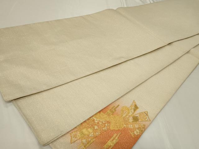 平和屋着物◎太鼓柄袋帯　綴れ　束ね熨斗吉祥花文　金銀糸　正絹　逸品　CAAY2355in