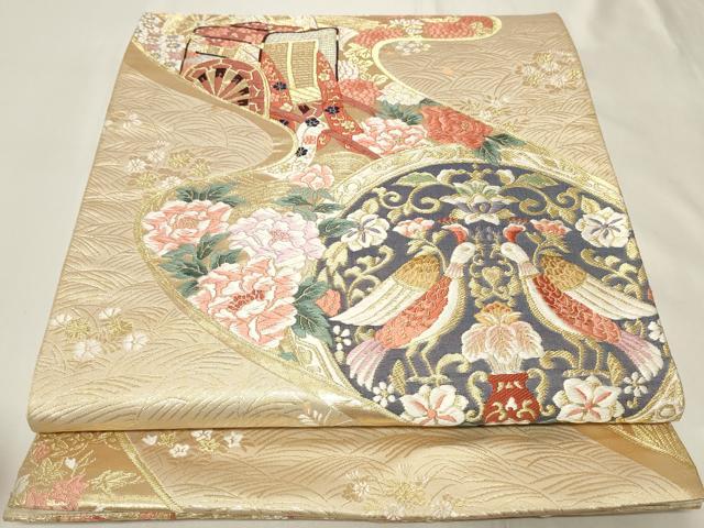 平和屋着物◎六通柄袋帯　流水御所車　金糸　正絹　逸品　CAAY2357in