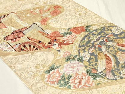 平和屋着物◎六通柄袋帯　流水御所車　金糸　正絹　逸品　CAAY2357in