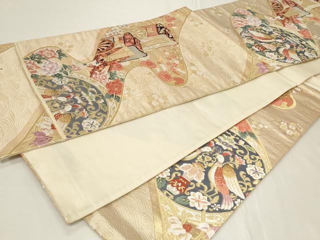 平和屋着物◎六通柄袋帯　流水御所車　金糸　正絹　逸品　CAAY2357in
