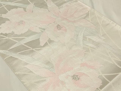 平和屋着物◎六通柄袋帯　草花文　銀糸　正絹　逸品　CAAY2360in