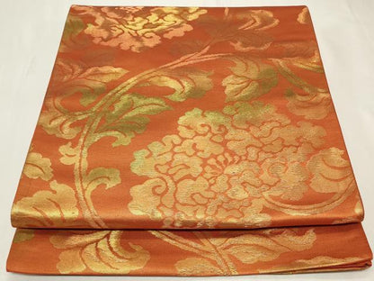 平和屋着物◎六通柄袋帯　枝花文　金糸　正絹　逸品　CAAY2379in