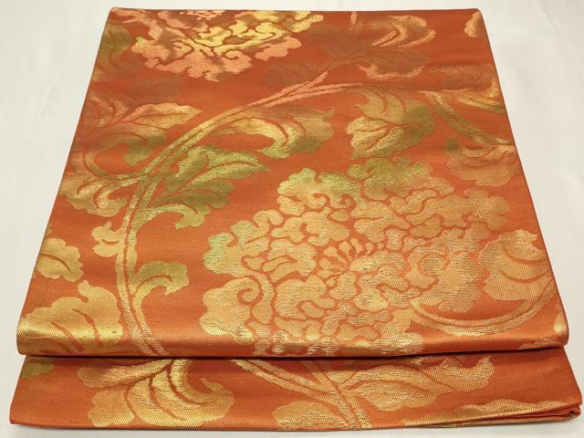 平和屋着物◎六通柄袋帯　枝花文　金糸　正絹　逸品　CAAY2379in