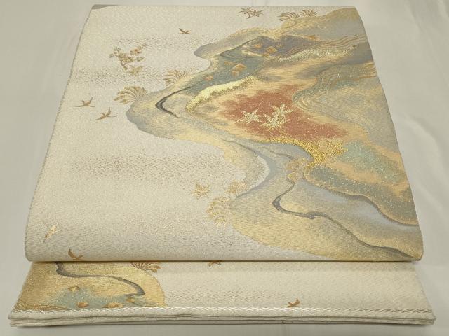 平和屋着物◎六通柄袋帯　綴れ　流麗州浜文　金銀糸　正絹　逸品　CAAY2390in