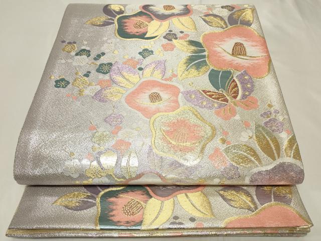 平和屋着物◎六通柄袋帯　花蝶文　金銀糸　正絹　逸品　CAAY2392in