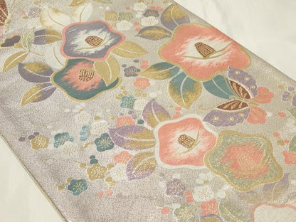 平和屋着物◎六通柄袋帯　花蝶文　金銀糸　正絹　逸品　CAAY2392in