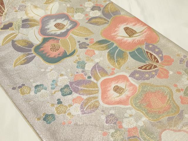平和屋着物◎六通柄袋帯　花蝶文　金銀糸　正絹　逸品　CAAY2392in