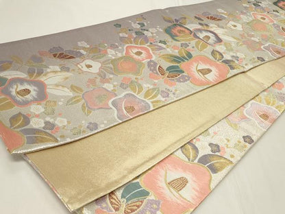平和屋着物◎六通柄袋帯　花蝶文　金銀糸　正絹　逸品　CAAY2392in