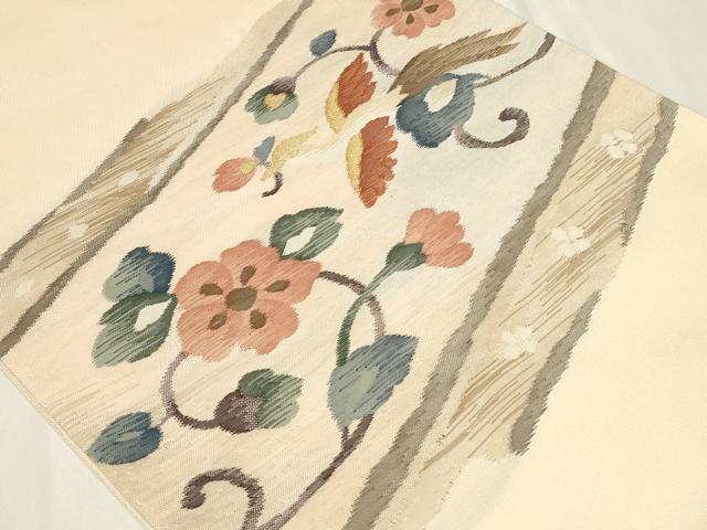 平和屋着物◎太鼓柄袋帯　花唐草文　金糸　正絹　逸品　CAAY2394in