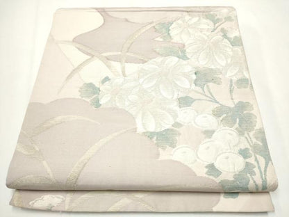 平和屋着物●六通柄袋帯 草花文 金糸 正絹 逸品 CAAY2420hy