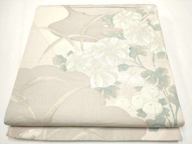 平和屋着物●六通柄袋帯 草花文 金糸 正絹 逸品 CAAY2420hy