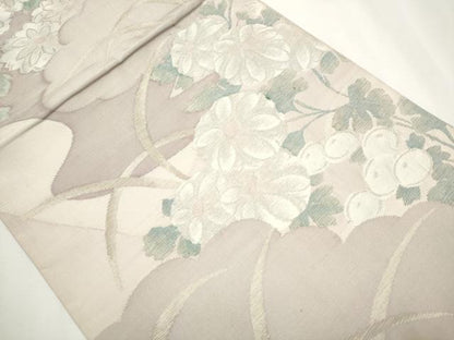 平和屋着物●六通柄袋帯 草花文 金糸 正絹 逸品 CAAY2420hy