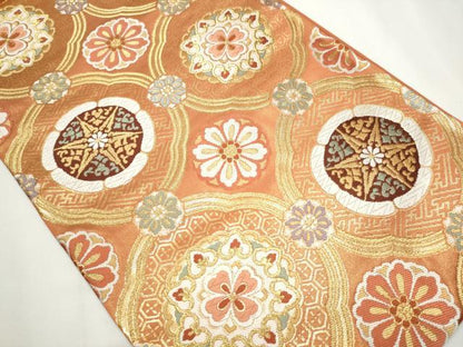 平和屋着物●六通柄袋帯　唐織　吉祥花文　金糸　正絹　逸品　CAAY2424hy