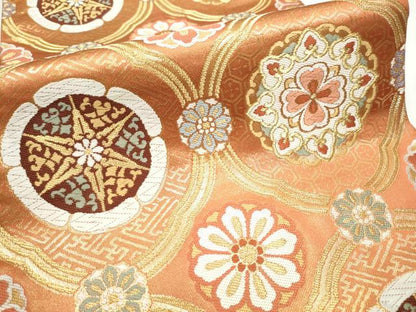 平和屋着物●六通柄袋帯　唐織　吉祥花文　金糸　正絹　逸品　CAAY2424hy