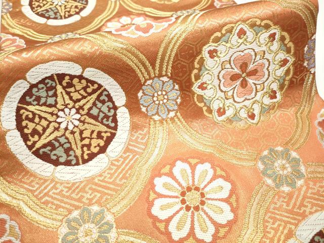 平和屋着物●六通柄袋帯　唐織　吉祥花文　金糸　正絹　逸品　CAAY2424hy